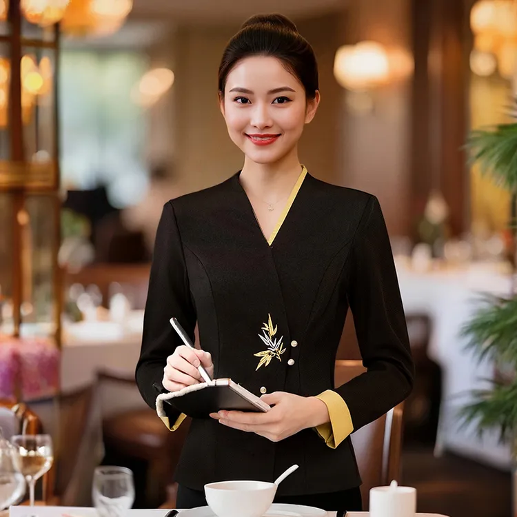 京橙星级酒店服务员工作服长袖高档中餐厅餐饮店饭店前厅领班工服