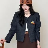圆领小香风羊毛外套女欧洲站2025秋季新款时尚百搭显瘦夹克上衣潮