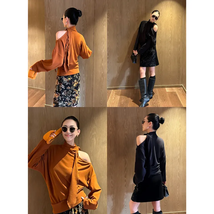 AME  结领减龄上衣  可持续时髦绑结领精织糯叽叽上衣ZD12SZHJ387