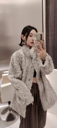 月影少女宽松冬季上衣洋气外套立领女装中长款保暖女时尚百搭毛绒