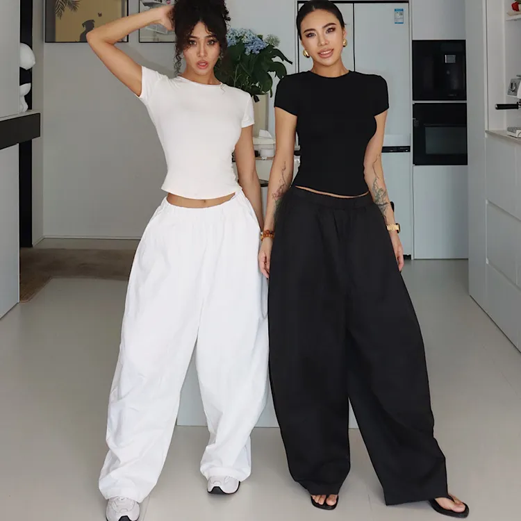 【达人专属】夏季女士百搭垂感直筒宽松阔腿工装休闲长裤