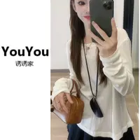 秋季新款打底衫软糯舒适长袖上衣外穿叠穿百搭