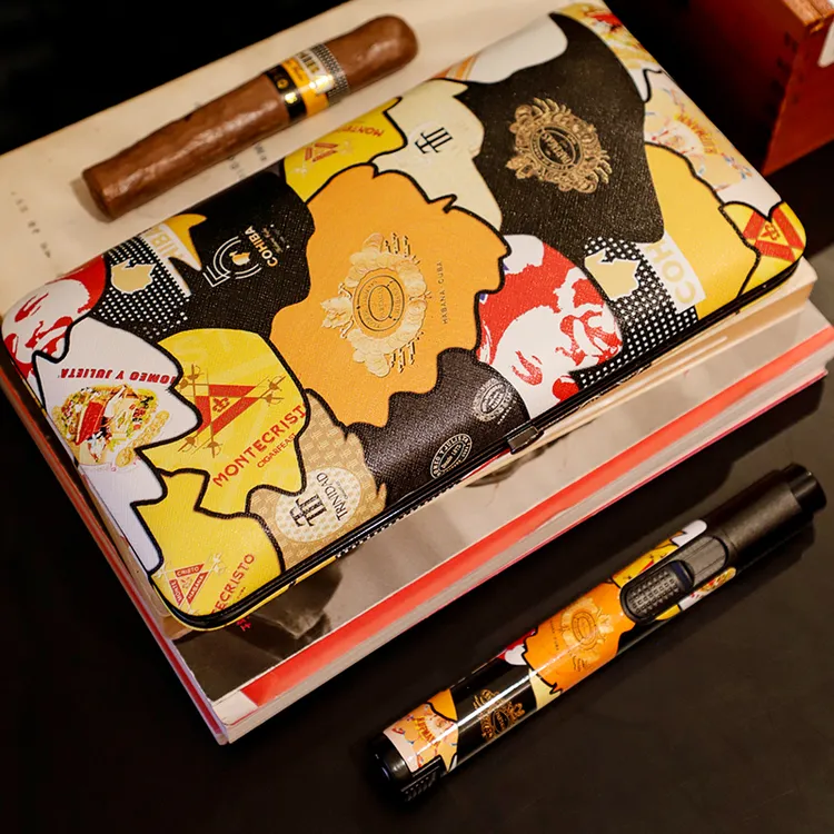 雪茄便携超薄雪松木保湿盒外出随身盒搭配打火机套装