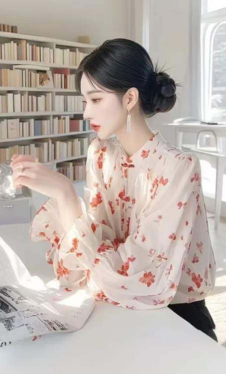 SS969白色印花衬衫春夏新款女装法式多巴胺上衣独特好看小衫