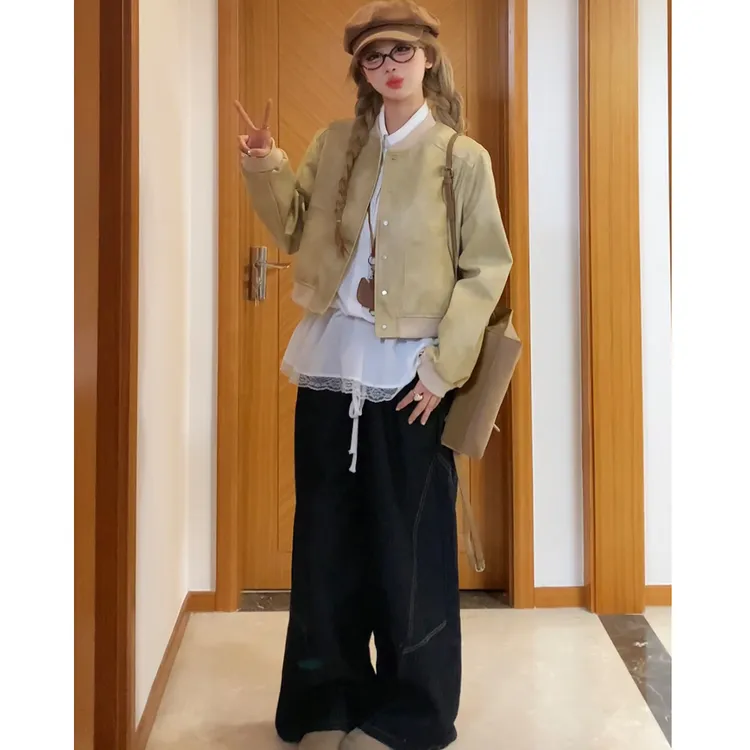 短款皮衣女春秋季2025新款休闲超火减龄韩系休闲夹克棒球服