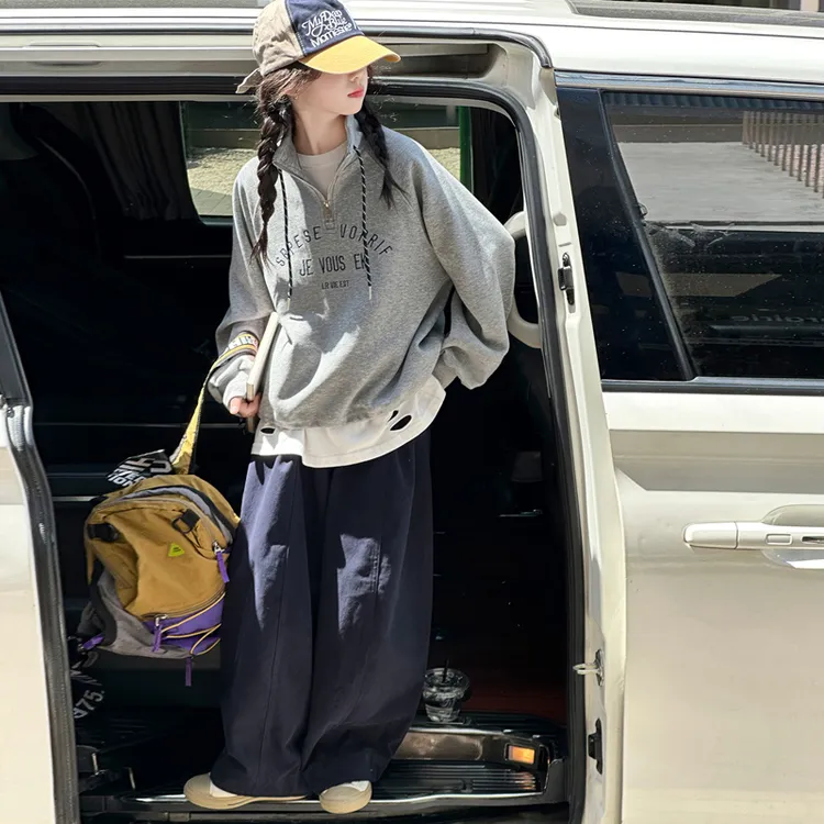 女童套装春秋款2025新款中大童印花字母秋季休闲时尚百搭卫衣套装
