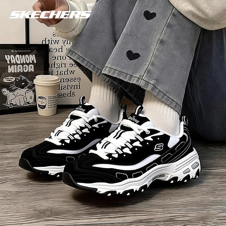 【门店款】斯凯奇黑白经典一代熊猫鞋女款厚底增高老爹鞋轻便运动鞋