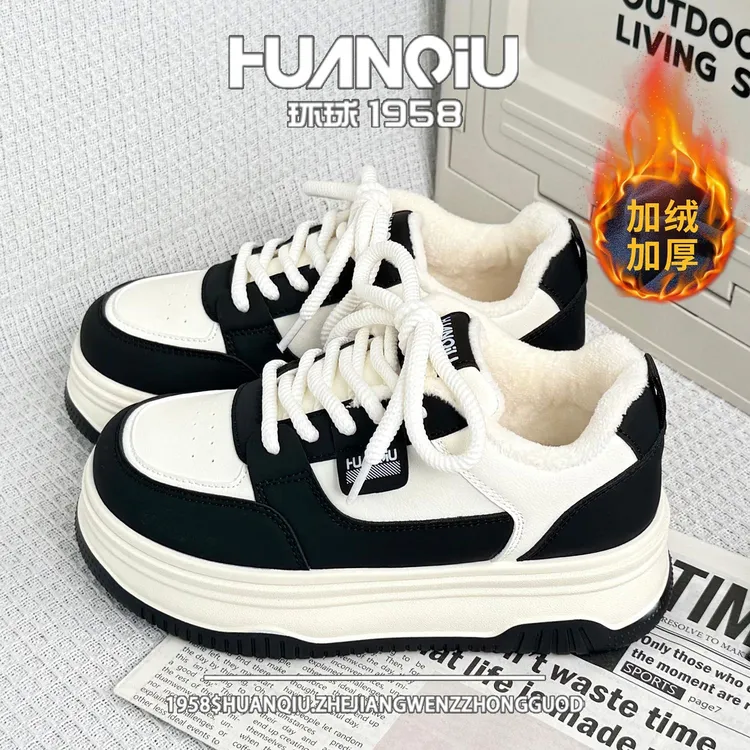 环球高级感熊猫鞋加绒厚底小白鞋2025新款休闲百搭运动保暖板鞋女商品图