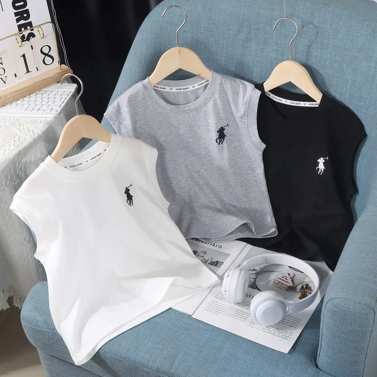 男童装夏季纯棉无袖背心新款中大童刺绣炸街宽松薄款运动外穿上衣