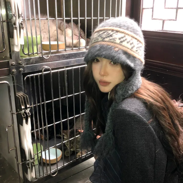 【猫仔kitte】小众设计百搭毛线帽秋冬保暖针织帽韩版套头帽女潮