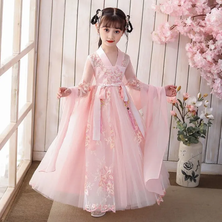 儿童服春秋季女童唐装中国风超仙公主连衣裙古装汉服裙旗袍童装