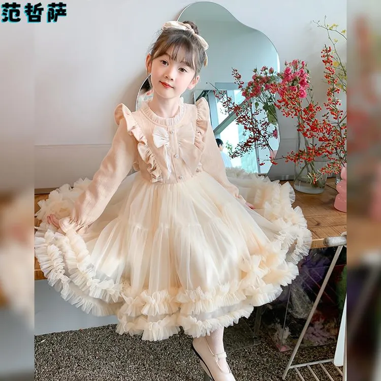 女童洋派洋装秋装2025新款儿童长袖礼服秋季小女孩公主裙子春秋