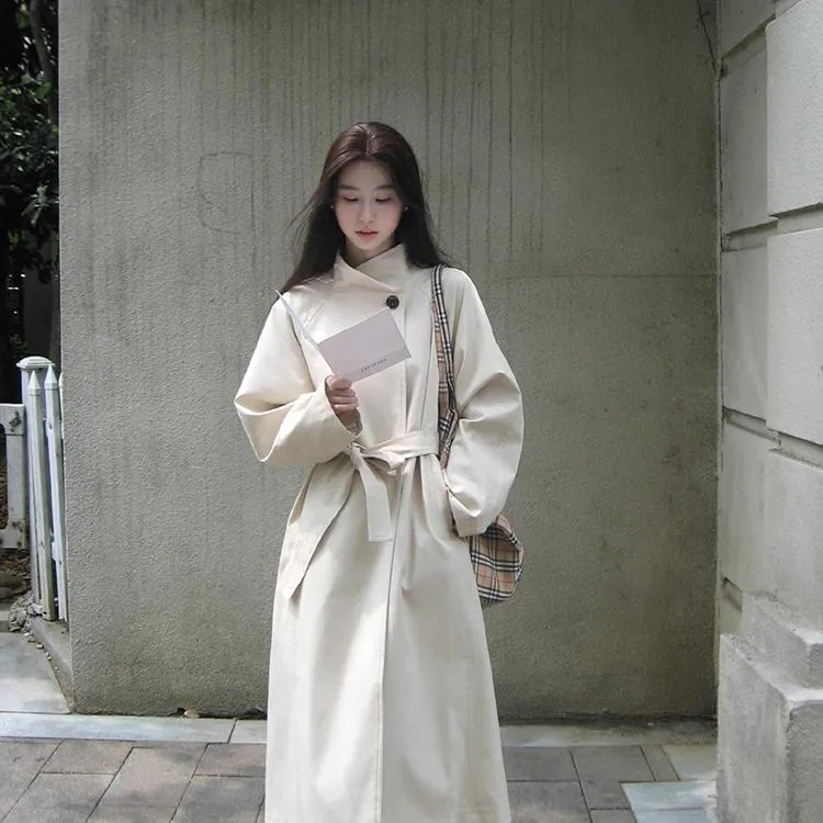 风衣外套女2025春秋新款韩系休闲立领气质高级感超好看大衣中长款