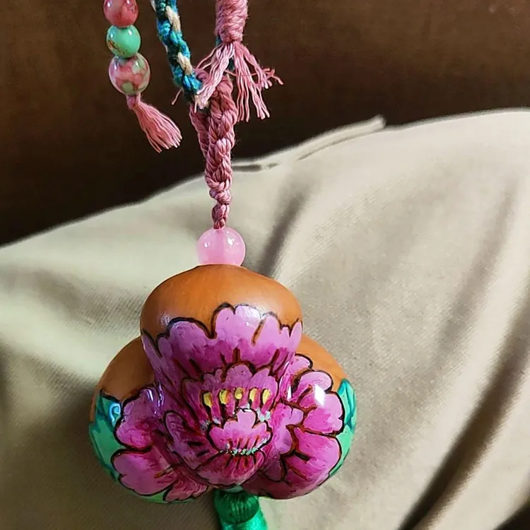 金蟾葫芦挂件手工烙画彩绘葫芦随行挂件文玩葫芦推荐 