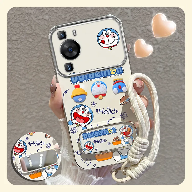 适用【华为p60/pro】手机壳可爱叮当猫大视窗硅胶保护女款可爱网红