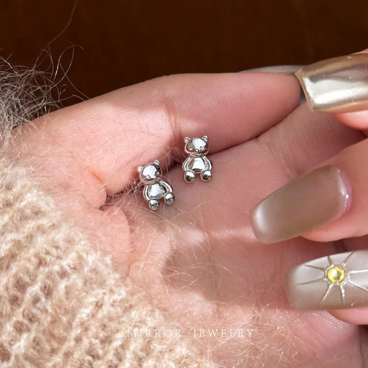 小麋人 足银耳饰 CE9605简约小熊耳钉女耳环耳饰小众个性时尚2026
