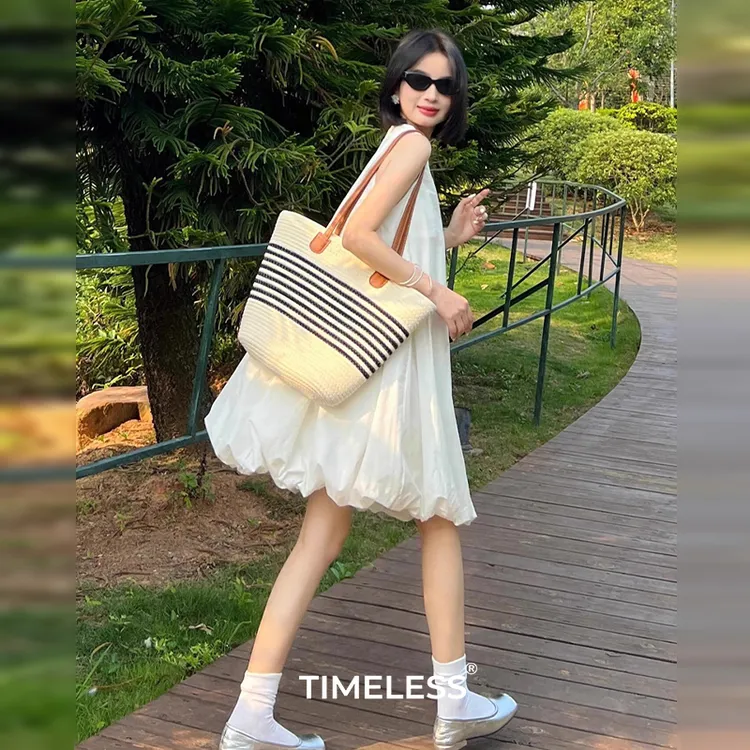 TIMELESS·简约小众韩版花苞连衣裙气质宽松显瘦法式甜美蓬蓬裙女