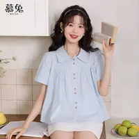 慕兔法式温柔风宽松娃娃衫上衣女2025夏季新款设计感小众短袖衬衫
