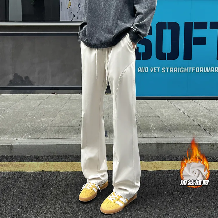 美式微喇裤子男女秋冬斜切速干冲锋裤软壳防水风直筒显腿长休闲裤