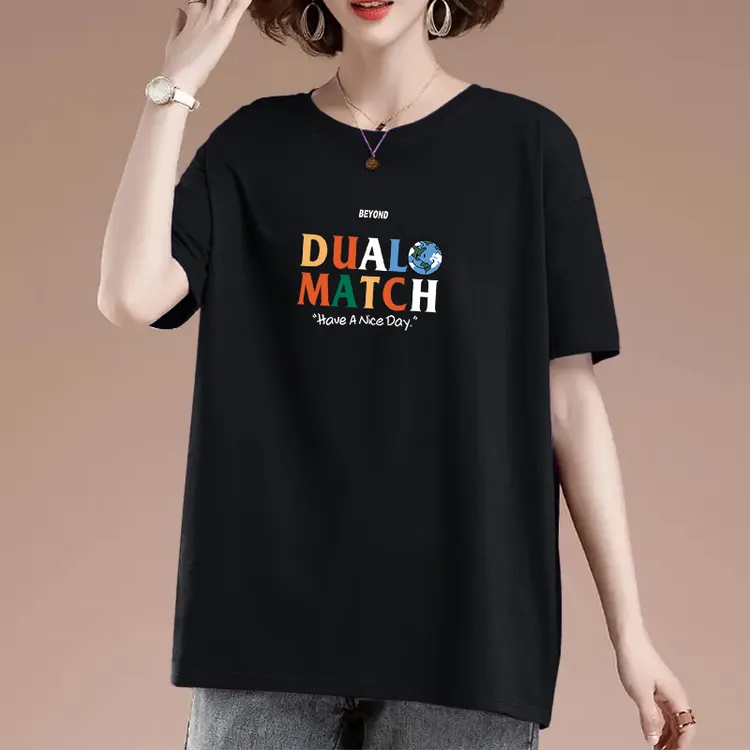 折扣店女装剪标大码宽松夏季洋气t恤遮肉正肩纯棉短袖上衣潮