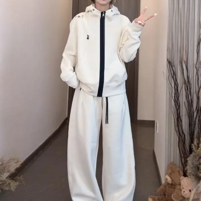 2025年秋季新品休闲百搭宽松拉链连时尚显瘦洋气运动套装