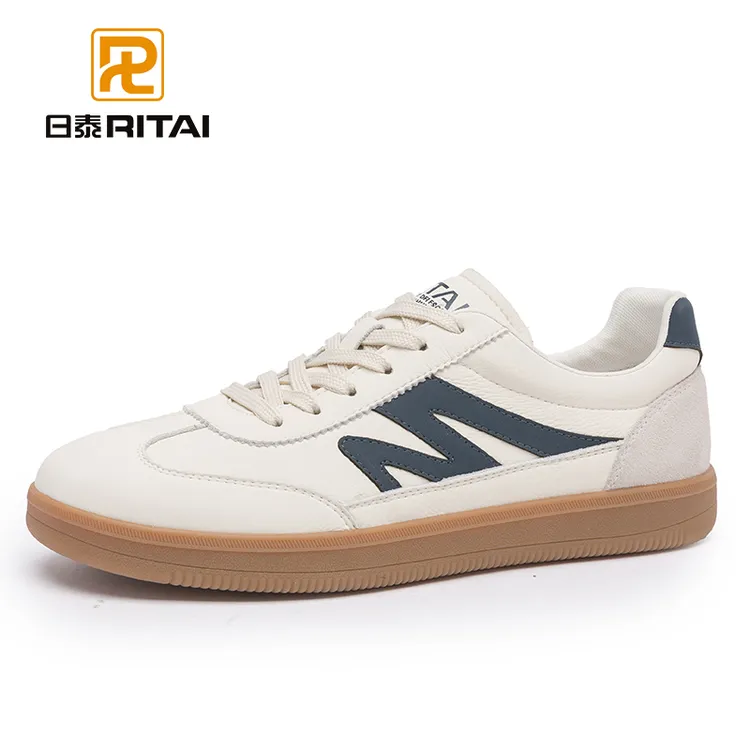 日泰秋季新款德训男鞋轻便透气穿搭商务撞色运动薄款男款板鞋白