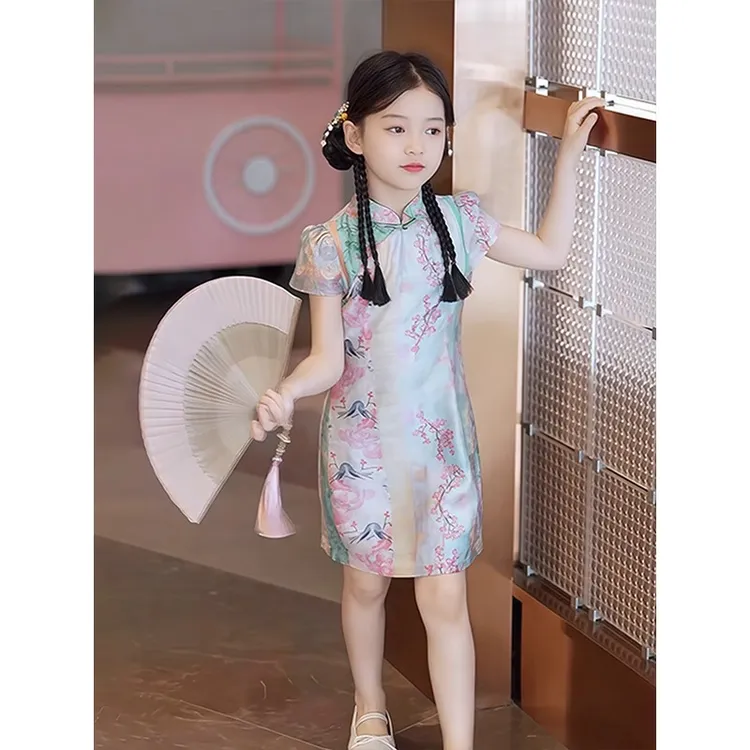 女童旗袍连衣裙夏装2025新款儿童洋气汉服中国风夏季女孩公主裙子