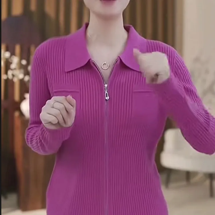 春秋季新款方领针织开衫女宽松显瘦百搭毛衣外套设计感小个子上衣