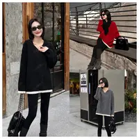 年终大促 冬季时尚休闲洋气宽松百搭拼接V领卫衣251101Y3