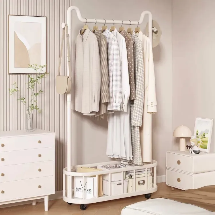 卧室落地阳台家用挂衣杆架金属衣帽架柜房间收纳置物架子晾衣神器