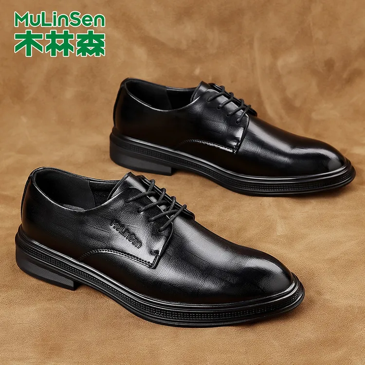 木林森皮鞋男士2025秋冬款英伦风商务正装休闲内增高新郎结婚男鞋
