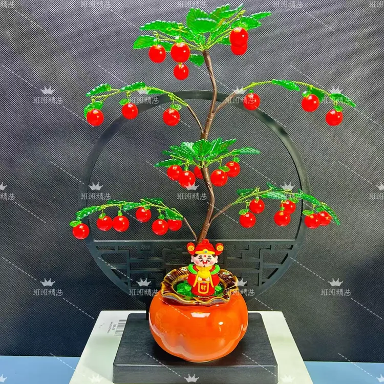 【小狐狸】小苹果柿子瓶小南瓜版 节日摆件小盆栽景轻奢高档