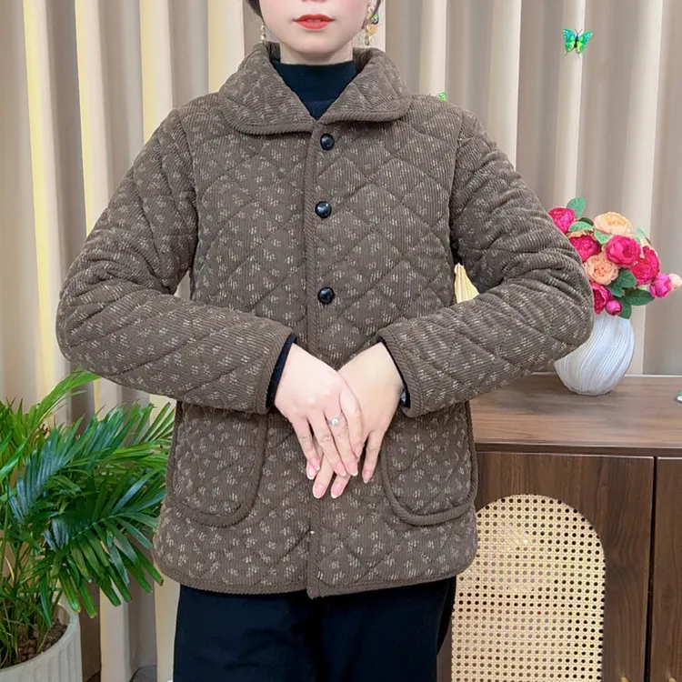 冬季新款棉衣短款妈妈装复古碎花棉服中老年女装加绒保暖减龄棉袄