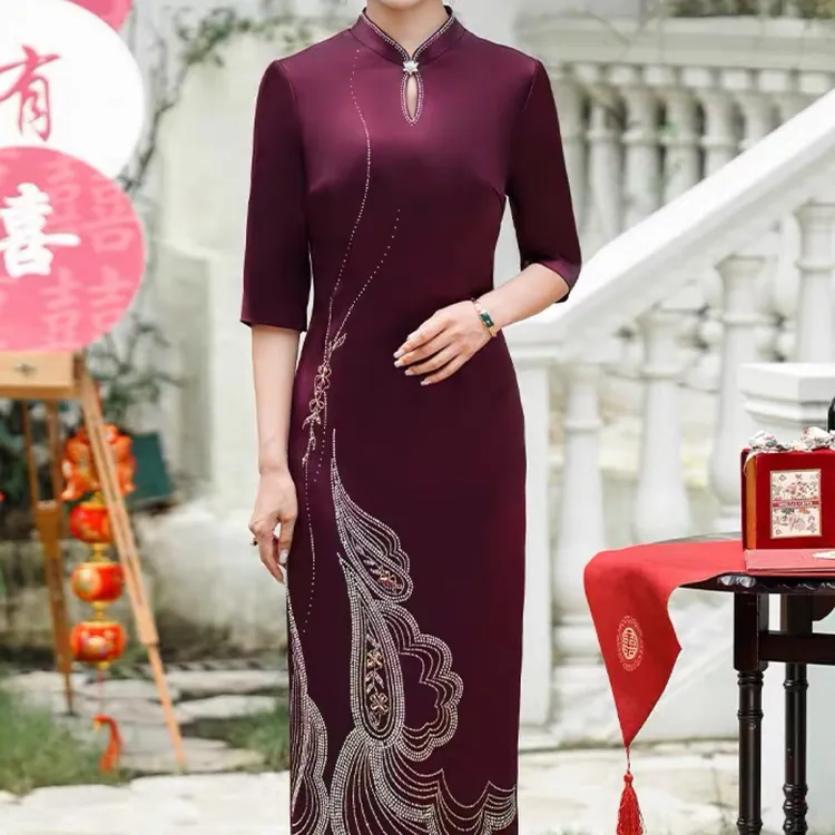 喜婆婆妈妈装2025新款爆款秋冬礼服优雅年轻旗袍高贵奢华婚庆礼服