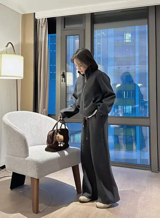 【汐汐女装二店】小个子定制秋冬立领保暖休闲卫衣套装 XXA2511001