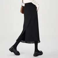 丝柏舍2025秋装新款女装时尚通勤开叉显瘦流苏半身裙S53B3471B