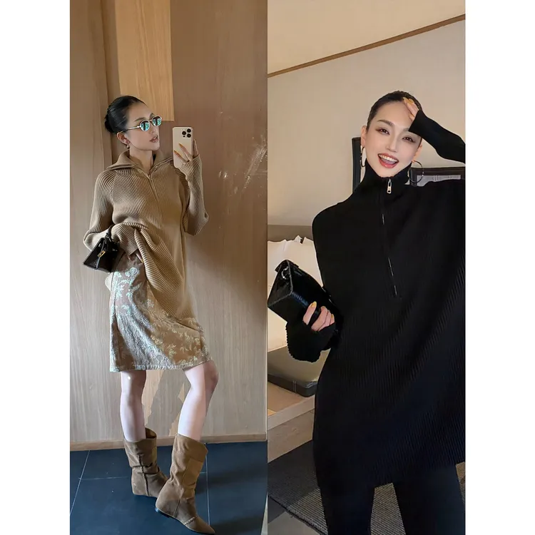 紫紫 ROW系套手毛衣 秋冬高克重加厚经典拉链毛衣ZD10SMYL812