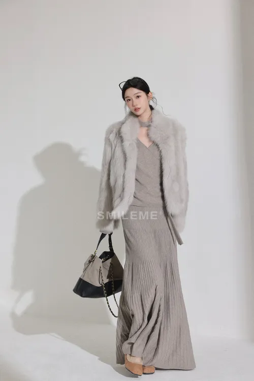 3-SMILEME【艺术学姐】羊毛混纺设计师气质上衣半裙套装MF03925412