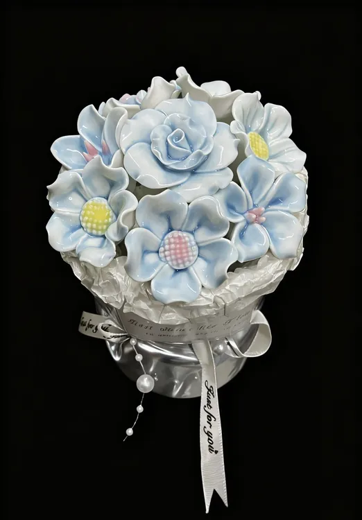 陶瓷花原创永生花束七夕情人节送女友闺蜜生日礼物成品