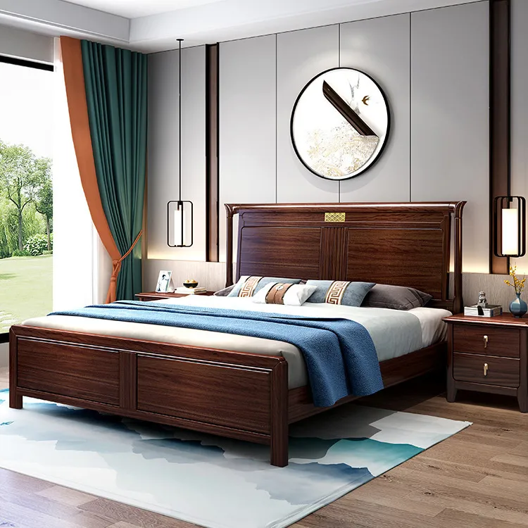 乌金木实木床1.8米现代简约双人床新中式主卧大床高箱储物床婚床