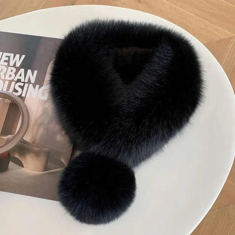 韩版新狐狸毛皮草冬天围巾女秋冬百搭短款毛球磁铁吸扣秋冬季围脖