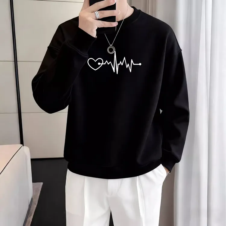 仓石一树潮牌春秋冬季新款加绒保暖卫衣男士圆领时尚百搭轻奢痞帅