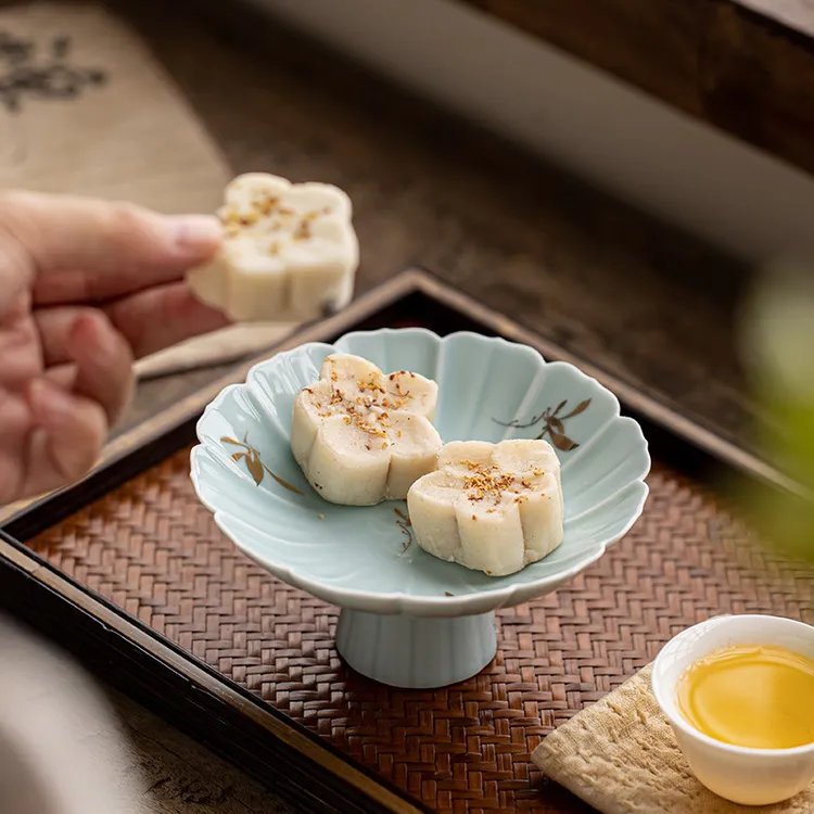 中式禅意糕点盘高脚水果盘精致点心盘小吃碟茶食盘干果碟供佛托盘