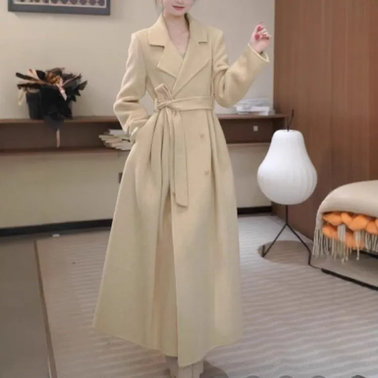 网红爆款2025秋冬新品双面羊毛大衣韩版正肩修身毛呢外套现货