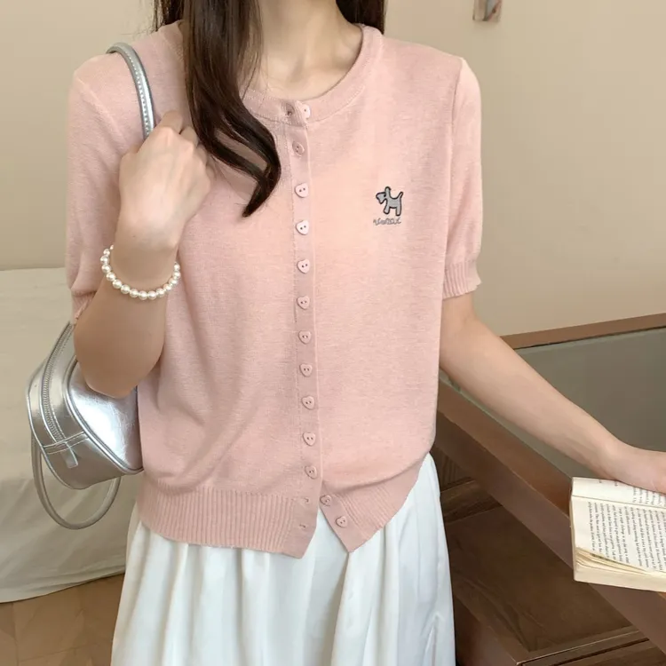 【专柜正品】小马针织百搭短袖显瘦气质短款夏季薄款