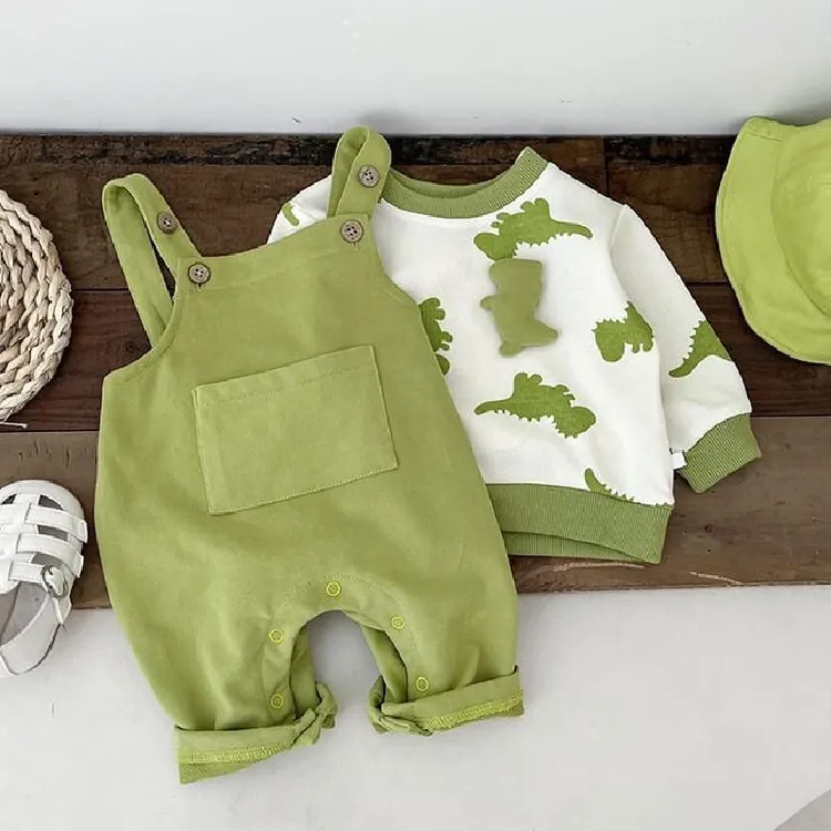 宝宝背带裤套装男童女童秋装两件套婴儿春秋衣服新儿童外出服潮