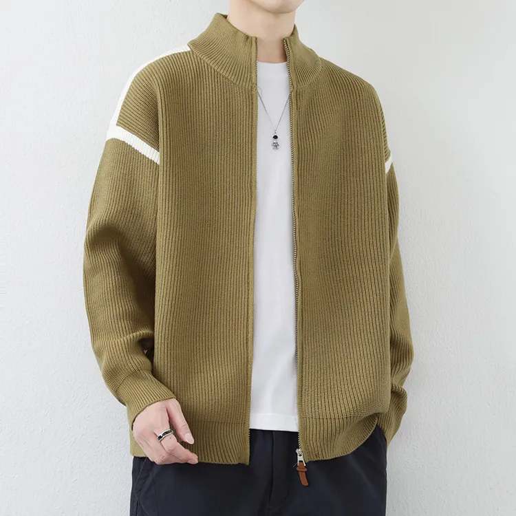 男生立领针织衫外套秋冬季新款潮流开衫毛衣拉链夹克宽松加厚保暖