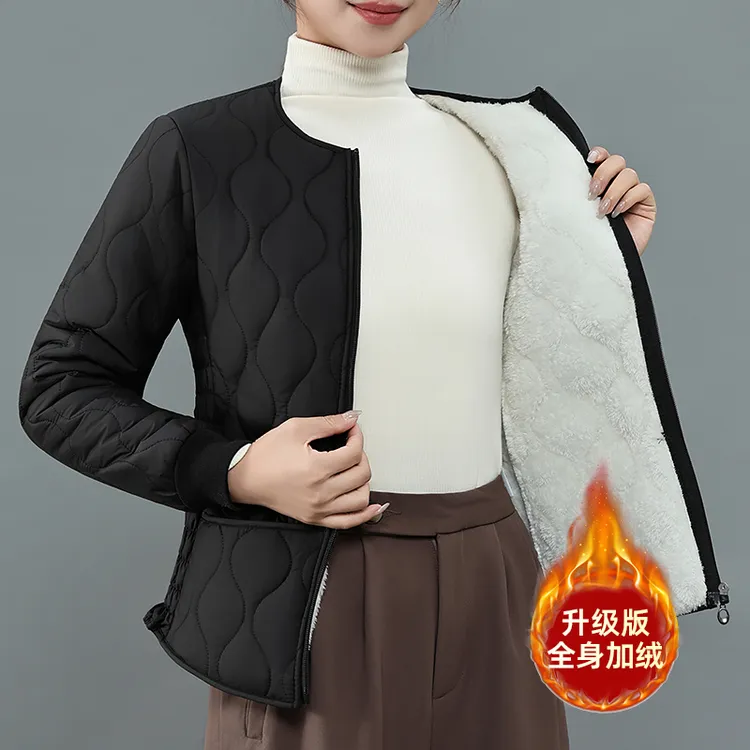 内胆棉衣女加绒加厚短款修身显瘦保暖棉服大码内穿打底小棉袄外套