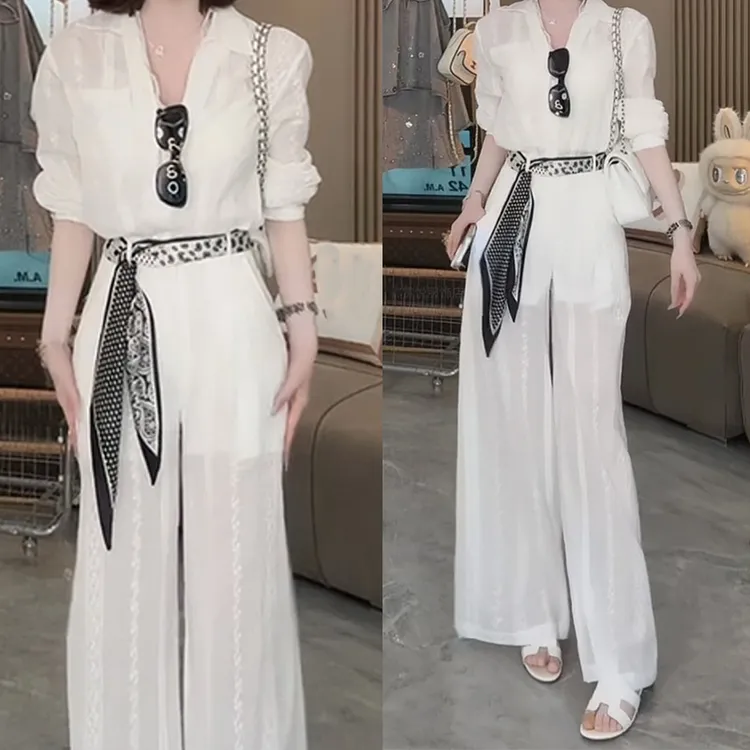 夏季新款多巴胺松弛感温婉大方老钱风气质上衣舒适百搭休闲裤套装