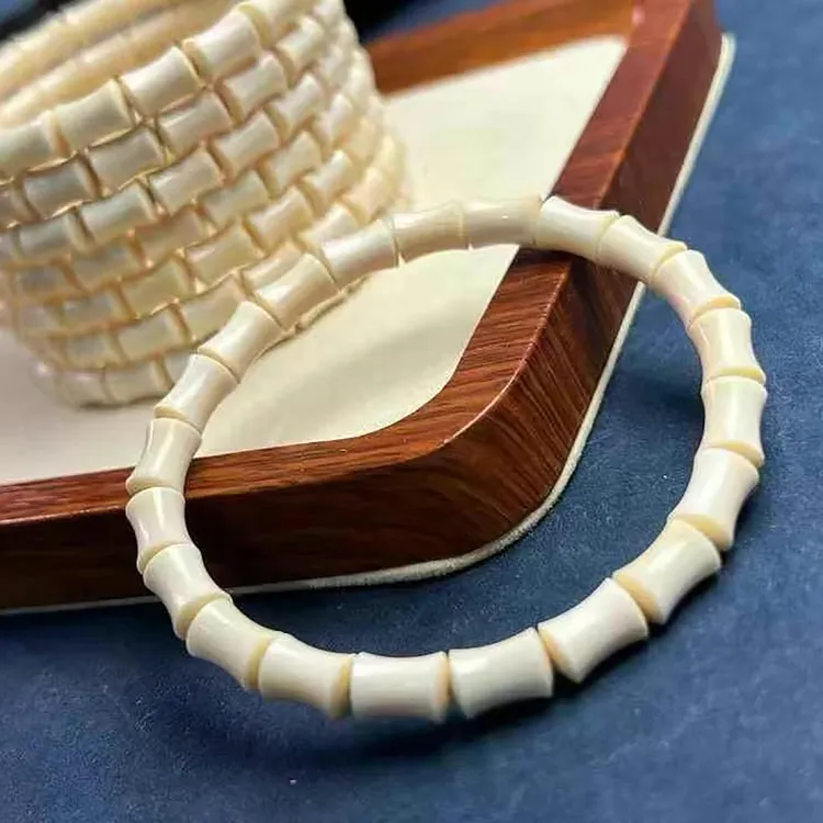 非金属皮质手链 天然猛犸竹节原色手串归圆节节高精工送礼文玩